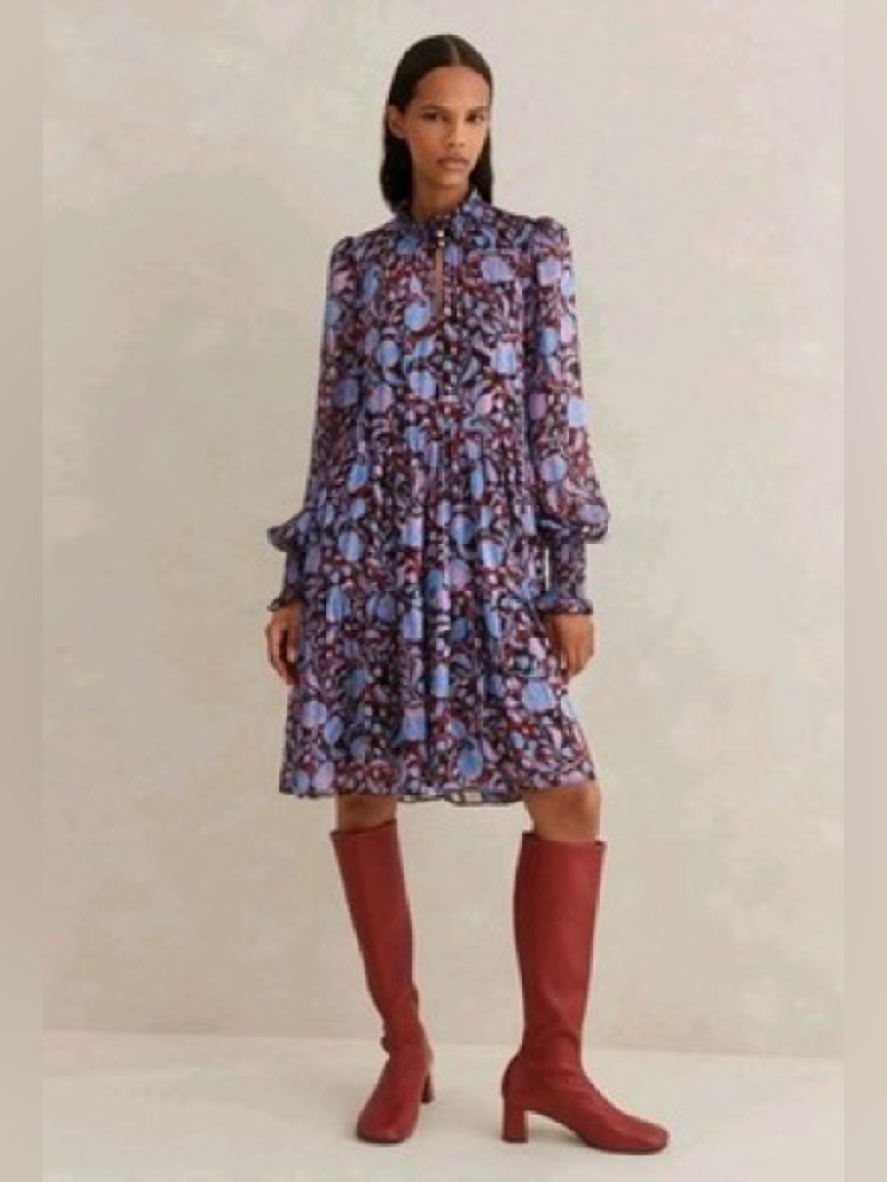 ME+EM Shadow Bloom‎ Print Swing Short Dress 6
